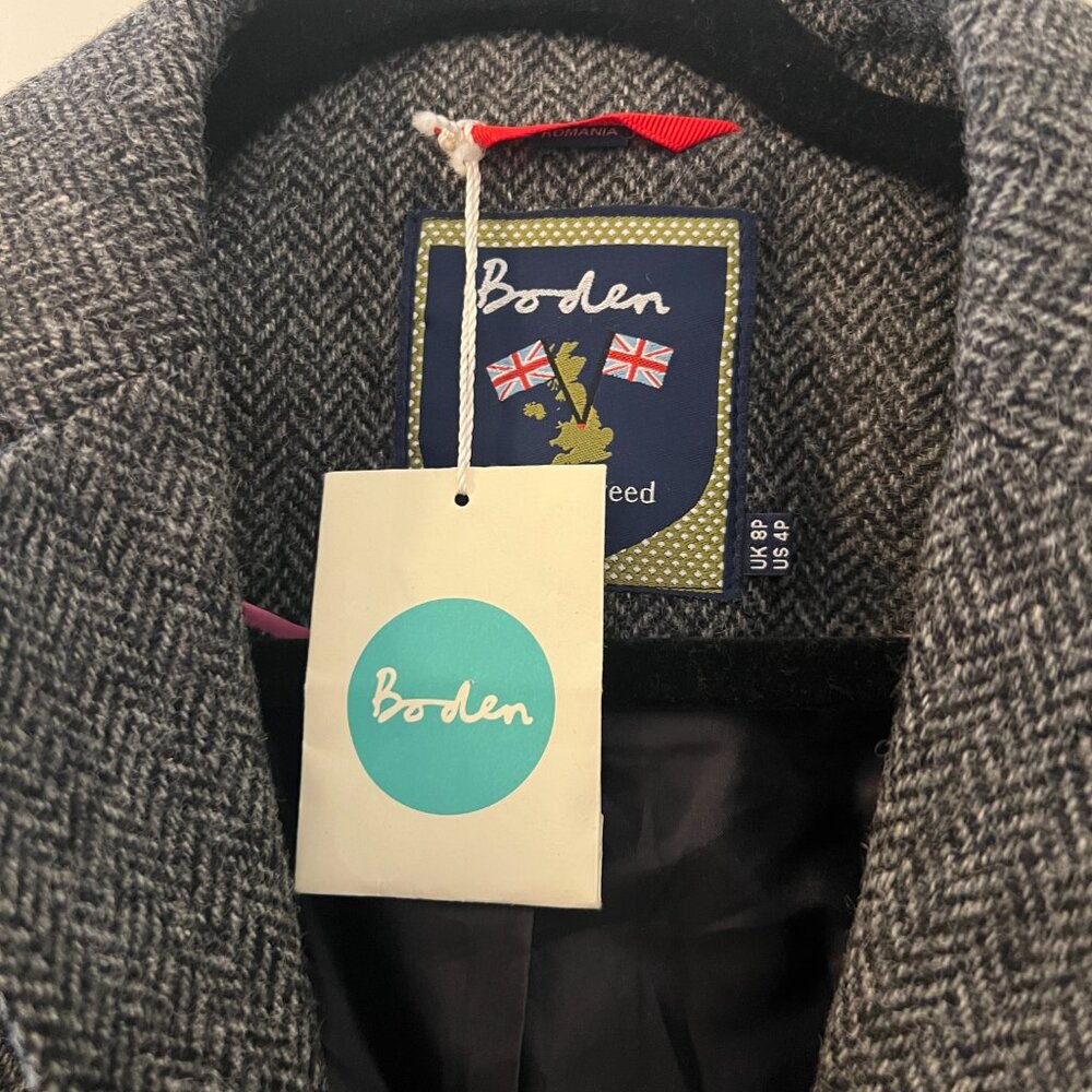 Boden British Tweed by Moon Gray Wool Herringbone Blazer 4P - Picture 5 of 7